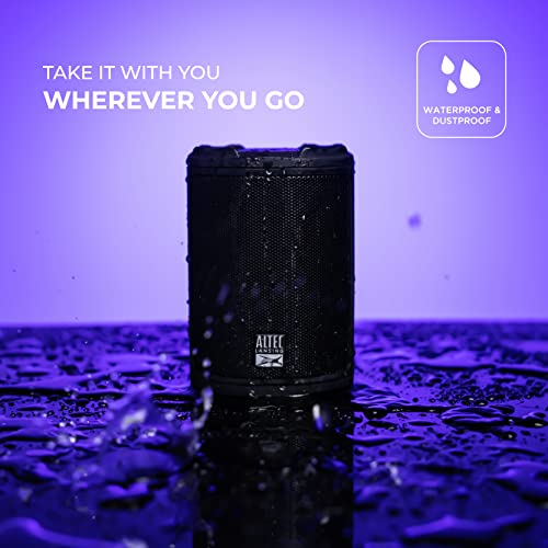 Altec Lansing - HydraMotion Wireless Bluetooth Speaker with 360 Degree Sound, Portable IP67 Waterproof for Outdoors, Shockproof, Snowproof, Everything Proof, 12 Hour Playtime (Black) - color: Black