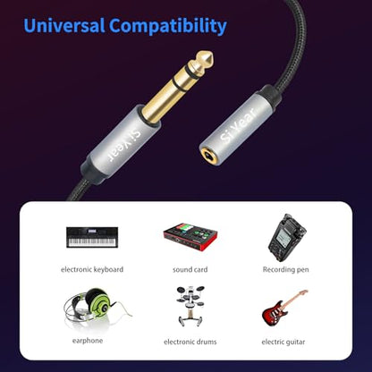 1/4" to 3.5mm Headphone Extension Cable,5FT- 6.35mm Quarter inch Male to 1/8 inch Female Stereo Jack Audio Adapter for Amplifiers, Speaker, Guitar Amp,Home Theater, Mixing Console (1.5m-2PACK) - size: 6.35M-3.5F-2PACK
