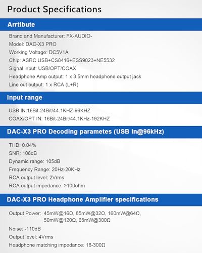 FX-Audio DAC-X3PRO USB DAC ESS9023 Headphone Amplifier CS8416 Support ASRC Transmission HiFi Portable Decoder Headphone Amp