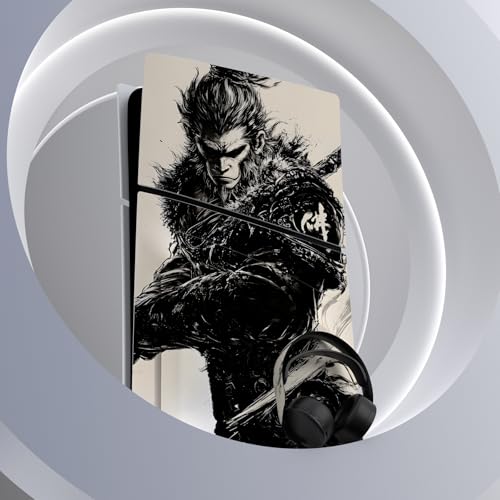 PlayVital Full Set Skin Sticker for ps5 Slim Console Disc Edition (The New Smaller Design), Vinyl Skin Decal Cover for ps5 Controller & Headset & Charging Station - Inkblade Wukong - color: Inkblade Wukong