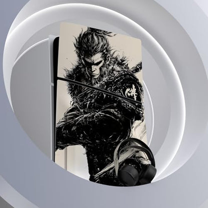 PlayVital Full Set Skin Sticker for ps5 Slim Console Disc Edition (The New Smaller Design), Vinyl Skin Decal Cover for ps5 Controller & Headset & Charging Station - Inkblade Wukong - color: Inkblade Wukong