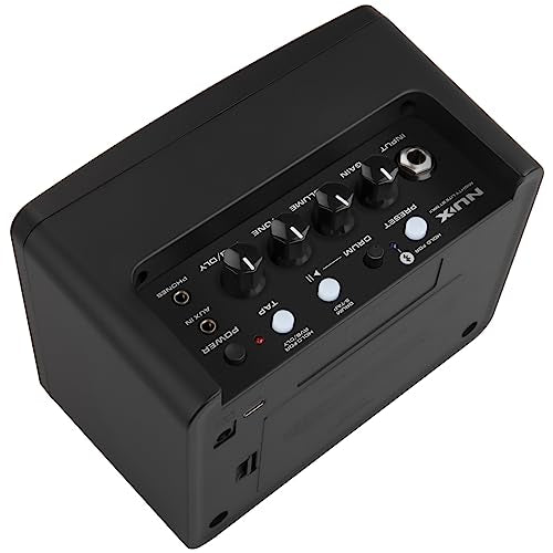NUX Mighty Lite BT MKII Guitar Amp, 3W Electric Guitar/Bass Amplifier with Clean/Overdrive/Distortion Channel，7 Presets，512 Samples IR, Built in Drum Machine, Desktop Amplifier with Bluetooth