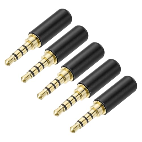 MECCANIXITY 5Pcs 3.5mm Replacement Repair Plug Jack 4 Pole Black - color: Black