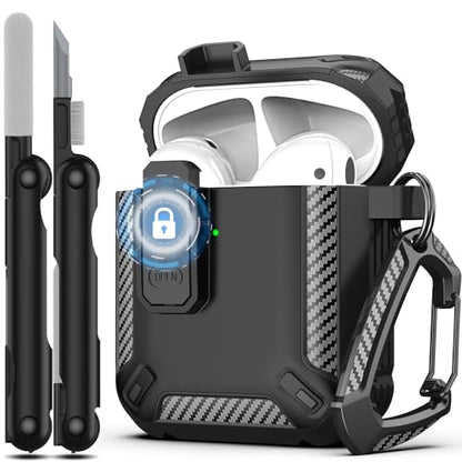 RFUNGUANGO for AirPods 2 Case Carbon Fiber Series, Black - color: A-CF-Black, size: AirPods 2 Case