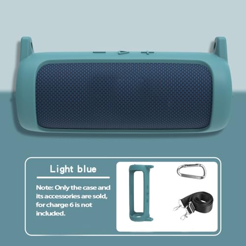Protective Silicone Cover Sleeve for JBL FLIP 7 Bluetooth-compatible Speaker Soft Durable Anti-Drop Bump-resistant and Shock-proof Travel Carrying Case with Shoulder Strap and Carabiner (Light blue) - color: Light blue