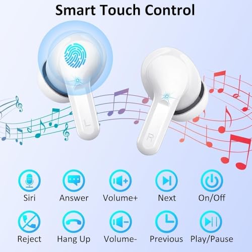 Ordtop Wireless Earbuds, 2026 Bluetooth 5.4 Headphones NEW Ear Buds, White - color: White