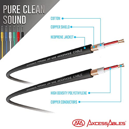 AxcessAbles 10ft 1/4" TRS to 1/4" Balanced Stereo Patch Cables - 6 Pack | 6.35mm TRS Speaker Patch Cords - size: 10ft