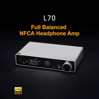 Topping L70 Full Balanced NFCA Headphone Amplifier, 7500mWx2 HiFi Headphone Amp, 4-Pin XLR/4.4mm Balanced/6.35mm SE Earphone Jack/Line Output XLR/TRS/RCA Input Home Audio Preamplifier (Silver) - color: Silver
