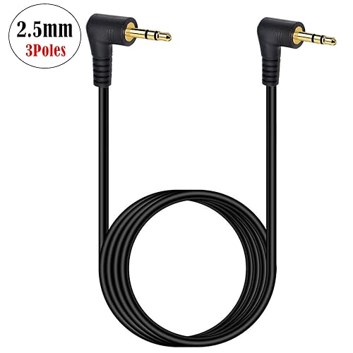 Seadream 2.5mm Audio Cable 6Feet 2.5mm Double Angled Male to Male Subminiature Stereo Headset Headphone Jack Gold Plated Connector Wire Cord Plug Cable (Double Angled) - style: Double Angled