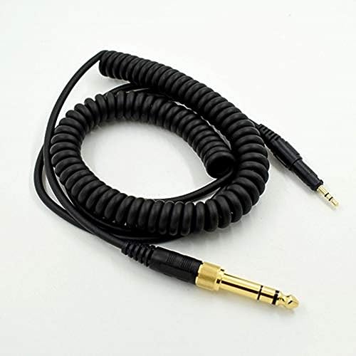Sqrmekoko Coiled Audio Cable Replacement for Audio-Technica ATH-M50x, M40x, M60x, M70x Headphones – 4.6 to 10FT Extendable Cord, Professional Studio Aux Cable