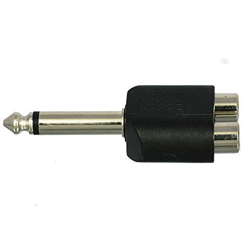 CESS 6.35mm Mono Male to Dual RCA Female Splitter Adapter, 2 Pack