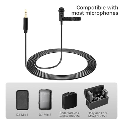 Lavalier Microphone Fit for DJI Mic 2 Rode Wireless Pro Wireless GO 2, Omnidirectional Lav Lapel Wearable Mic(1)