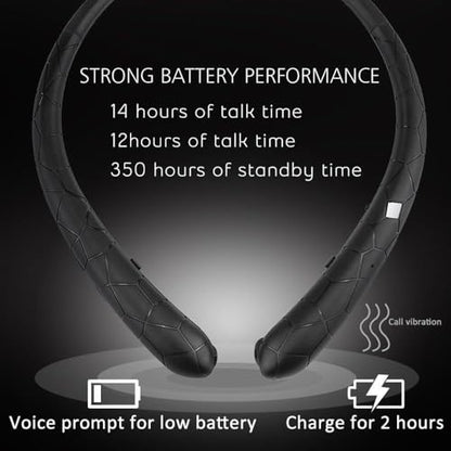 Retractable Neckband Bluetooth Headphones Auto Retractable Earbuds Wireless Earphones with 14Hrs HD Playtime, IPX5 Waterproof, CVC8.0 Noise Cancellation Mic for Crystal Clear Calls, Ideal for Exercise - color: Black