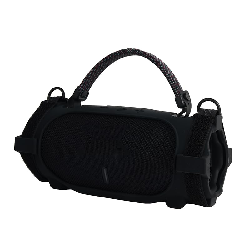 Silicone Case Cover for JBL Charge 6 Portable Bluetooth Speaker, Soft Protective Sleeve Travel Carrying Protective Cover Speaker Silicone Case with Shoulder Strap and Bike Strap (Black) - color: Black