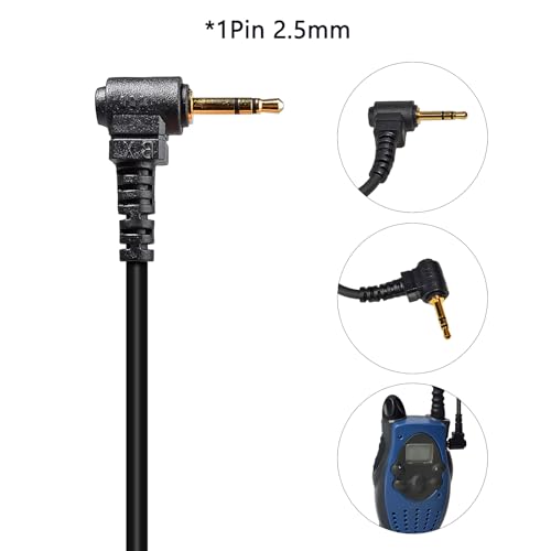 1Pin 2.5mm D-Shell Walkie Talkie Earpiece with PTT Mic (2 Packs) | for Motorola Talkabout Series T605 H2O T200 T260 T600 T800 Two-Way Radio
