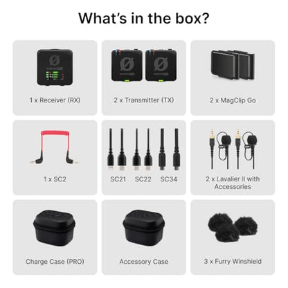 RØDE Wireless PRO Compact Wireless Microphone System with Timecode, 32-bit Float On-board Recording, 2 Lavalier Microphones and Smart Charge Case for Filmmaking and Content Creation | 32-bit Float On-board Recording, 2 Lavalier Microphones and Smart Charg