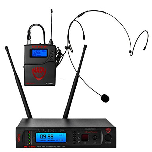Nady W-1KU HM-10 Black True Diversity 1000-Channel Professional UHF Headset Microphone Wireless System With Carrying Case – Autoscan - Automatic Transmitter Pairing –All Metal Construction - size: Single Transmitter, style: Headset Microphone (HM-10 Black