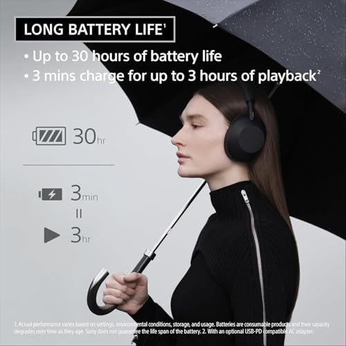 Sony WH-1000XM6 Wireless Noise Canceling Headphones, HD NC Processor QN3, 12 Mics, Adaptive NC Optimizer, Black, with Headphone Stand, 1-Year Warranty - color: Black