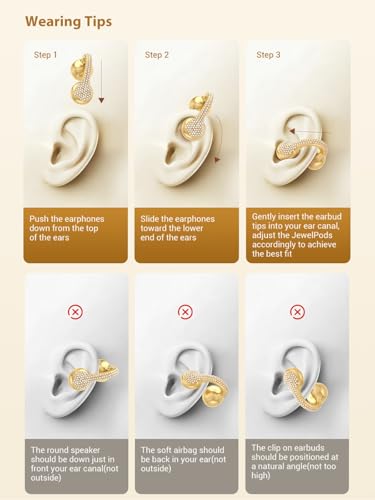 JewelPods C01 Pro Open Ear Headphones, Gold | Luxury Jewelry, Wireless Earbuds - color: Gold