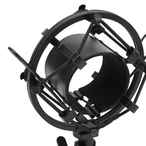 Microphone Shock Mount, Black | Universal Shockmount, 45-50mm Diameter, ABS Anti Vibration, 5/8 to 3/8 Conversion Nut, Professional Recording - color: Black