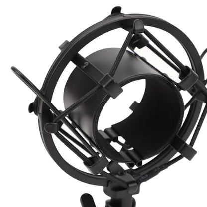 Microphone Shock Mount, Black | Universal Shockmount, 45-50mm Diameter, ABS Anti Vibration, 5/8 to 3/8 Conversion Nut, Professional Recording - color: Black