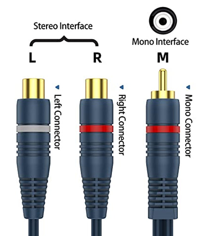 RCA Splitter 1 Male 2 Female 2 Pack, Y RCA Audio Split Adapter