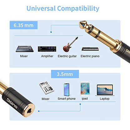 3.5mm to 1/4 Inch Headphone Adapter, 1/4 Inch Jack Male to 1/8 Inch Female Mini Jack Stereo Adapter, Gold-Plated Pure Copper Aux Audio Interface Headphone Converter, Black - 2 Pack - color: 635M/35F-35M/635F 2P