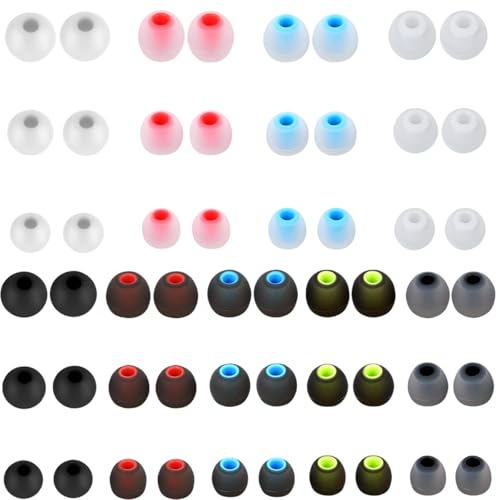 54Pcs Earbud Replacement Tips，Ear Bud Rubber Tips Silicone Earbud Tips Earbud Covers Silicone Tips Headphone Covers for Ears Headphone Ear Covers Replacement (Inner Hole 3.8mm -5.1mm) 27 Pairs S M L