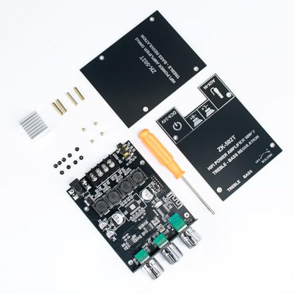 ZK-502T 100W Bluetooth 5.0 Amplifier Board with Treble and Bass Control, TPA3116D2 50Wx2, Bluetooth AMP Board for Home Passive Speakers - style: ZK-502T