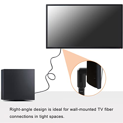 Optical Toslink Right Angle Digital Audio Cable Adapter 90 Degree Male to Female Jack 360 Rotates Plug Connector for TV Fiber Optic Toslink Cable, 4 Pcs