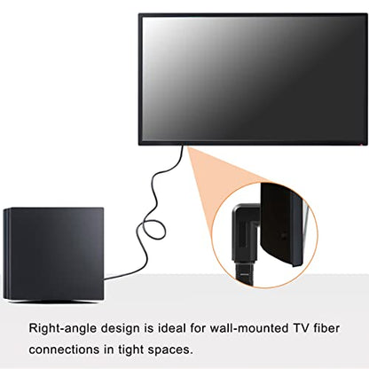 Optical Toslink Right Angle Digital Audio Cable Adapter 90 Degree Male to Female Jack 360 Rotates Plug Connector for TV Fiber Optic Toslink Cable, 4 Pcs