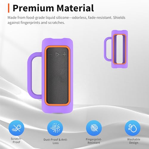 for JBL Grip Bluetooth Speaker Case– Soft Silicone Protective Cover,Dustproof Shockproof Anti-Scratch Sleeve for JBL Grip Wearable Speaker,Purple