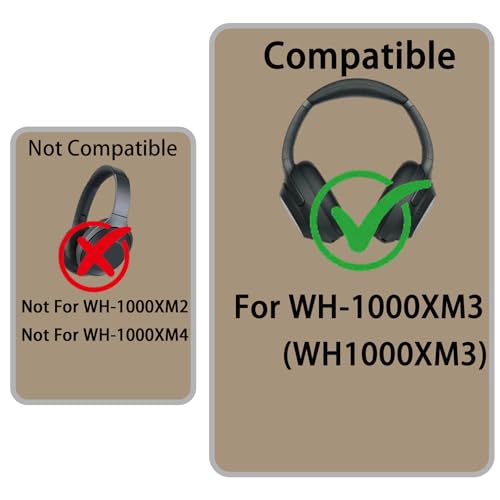 Earpads+Headband Covers for Sony Wh-1000XM3 Replacement Kit,Protein Leather Ear Pads Cushions and Silicone Zipper Headband for WH-1000XM3 Accessories(Black) - color: Black