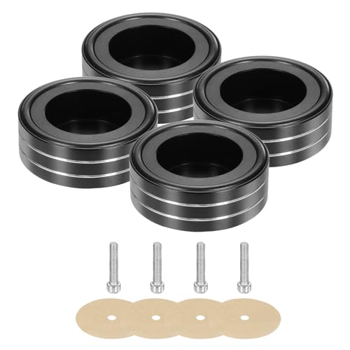 MECCANIXITY 4 Pcs Subwoofer Isolation Pad, 58x22mm Speaker Isolation Pad Feet Speaker Spikes Turntable Audio Studio Monitor Isolation Pad for Audio Equipment, M4 Screws Black