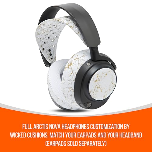 WC HeadbandZ Arctis Nova V2 - Upgraded Wide Silicone Headband Compatible with Arctis Nova Headsets by Wicked Cushions | Wider Weight-Distributing Design, Softer Flexible Silicone | Gold Marble - color: Gold Marble