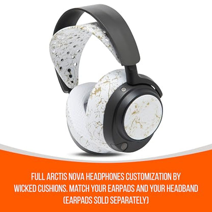 WC HeadbandZ Arctis Nova V2 - Upgraded Wide Silicone Headband Compatible with Arctis Nova Headsets by Wicked Cushions | Wider Weight-Distributing Design, Softer Flexible Silicone | Gold Marble - color: Gold Marble