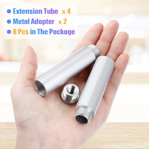 Weewooday 4 Pcs Mic Stand Extension Tube, 5/8 Inch, Sliver | Microphone Extension Pipe, Aluminium Alloy Stand Extenders Screw Boom Tubes, with 2 Metal Adapters - color: Sliver