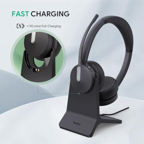 Yealink BHC70 Charging Stand for BH70 Bluetooth Headset & WH64 Hybrid Headphone, ≤90min Fast Charging, NO Power Adapter Needed, NO Headset Control Function, 1.2m USB-A Cable (ONLY Charging Stand)