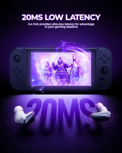V2 Wireless Gaming Earbuds with 20ms Low Latency, 2.4GHz USB-C Dongle & Bluetooth 5.4 — Designed for Meta Quest 3S, Quest 3, Quest 2, PS5, PS4, PC, Switch, Steam Deck — Noise-Cancelling Mic