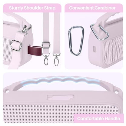 Lebakort 2nd Gen Silicone Cover Compatible with Bose SoundLink Flex 2nd Gen/SoundLink Flex Portable Speaker (Petal Pink Cover) - color: Petal Pink Cover