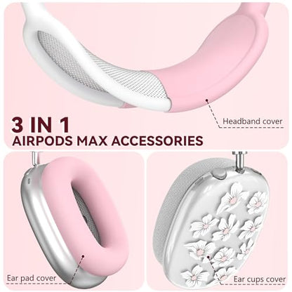 for Apple AirPods Max,Clear Flower Soft TPU Case for Women Girly,Lily | Ear Pad Case Cover/Ear Cups Cover/Headband Cover for AirPods Max Headphones (2024/2020)Transparent AirPod Max (USB-C) - color: Lily