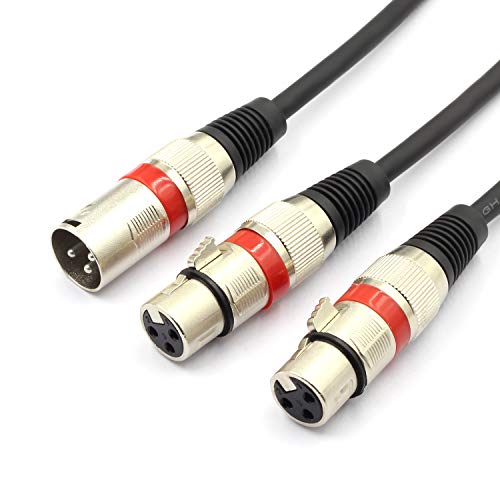 XLR Splitter Balanced Cable - XLR Male to Dual Female 3 Pin Patch Y Cable Microphone Splitter Cord Audio Adapter 50CM (2PACK) - color: XLRM-2XLRF-50CM-2PACK