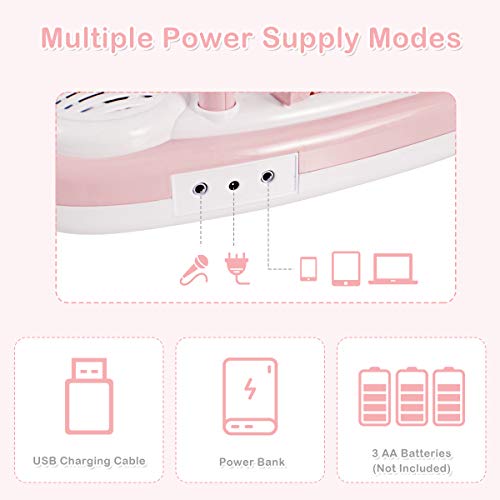 Costzon 37 Keys Electronic Keyboard Piano for Kids, Portable Musical Keyboard with Rhythm Light, Microphone, Recording, Music Stand, 8 Tone Keys, 4 Percussion Instruments (Pink) - style: Pink