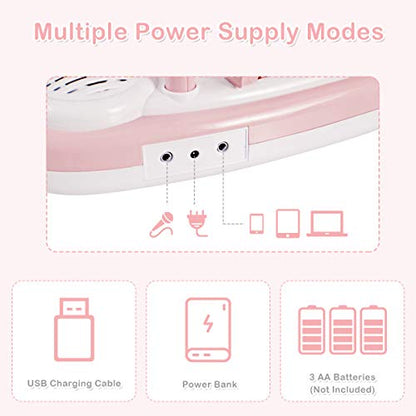 Costzon 37 Keys Electronic Keyboard Piano for Kids, Portable Musical Keyboard with Rhythm Light, Microphone, Recording, Music Stand, 8 Tone Keys, 4 Percussion Instruments (Pink) - style: Pink