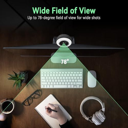 Angetube 1080P USB Webcam with Ring Light Autofocus & Microphone for PC Mac | Built-in Privacy Cover, Plug and Play, Compatible with Laptop Desktop, Works for Streaming, Teams, Skype Video Calls