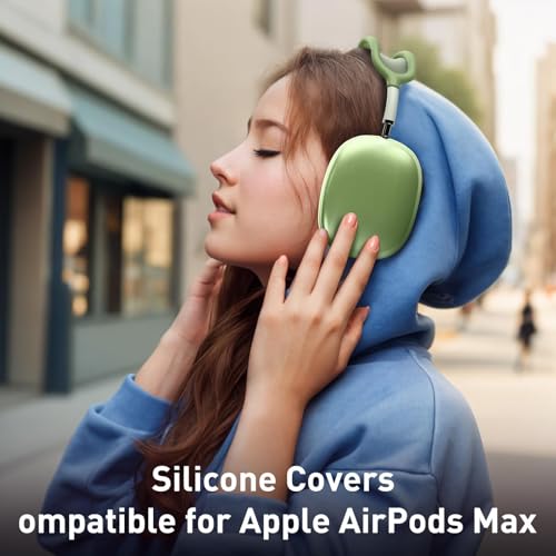 Case Ear Cover for AirPods Max Headphones for Airpod Max Accessories(USB-C/Lightning)(2024/2020), 2 Set of Headband Cover and Clear Soft TPU Ear Cups Sheel,Scratch Resistant and Condensation Resistant - color: A6-Green