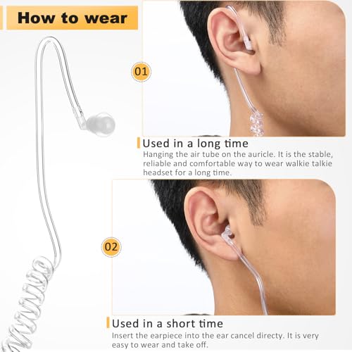 Weewooday 20 Pack Walkie Talkies Earpiece with Mic Radio 2 Pin Acoustic Tube Headset Earpiece Compatible with Baofeng UV-5R Retevis H-777 RT1 RT21 RT22 Arcshell AR-5 2 Way Radio