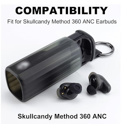 Replacement Ear Tips for Skullcandy Method 360 ANC Earbuds, S/M/L | Internal with Dust Mesh, Soft Silicone Eartips with Portable Storage Box (3 Pairs, Black)