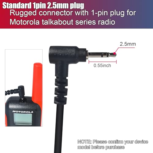G-Shaped Tactical Earpiece for Motorola Talkabout T210 T802 T470 T600 T470 T475 Two-Way Radios - Secure Fit Earhook with PTT Mic & Coiled Cord
