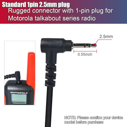G-Shaped Tactical Earpiece for Motorola Talkabout T210 T802 T470 T600 T470 T475 Two-Way Radios - Secure Fit Earhook with PTT Mic & Coiled Cord
